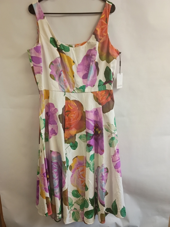 Calvin Klein Dresses & Skirts - Calvin Klein Floral Midi Dress in Cream, Purple, Pink, Orange, Green